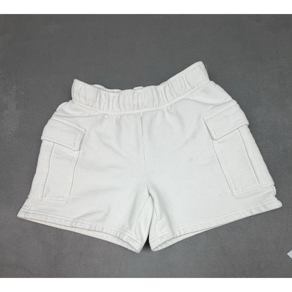 TNA Sweat Fleece Shorts Womens XS White‎ Baggy Loose Cargo Trunks Elastic Waist